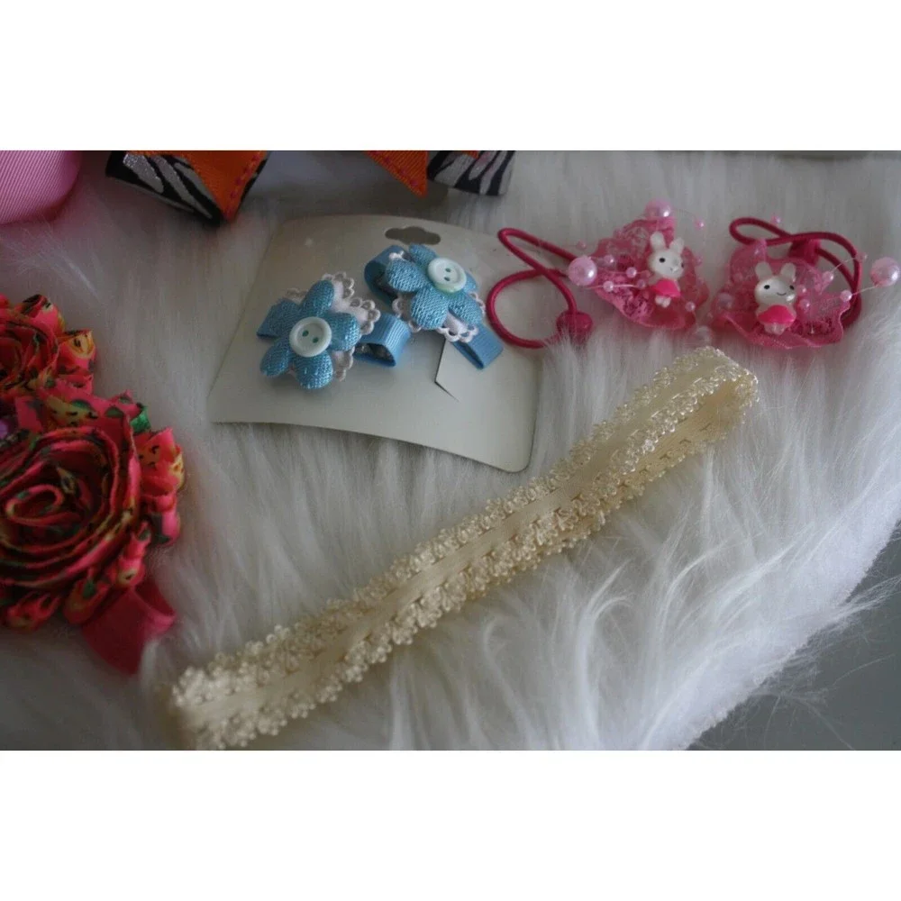 Bundle Of 6 Girls Hair Accessories Headbands Hair Bows Ponytail Holder NWT
